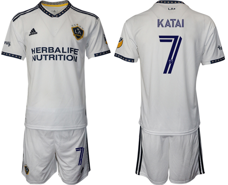 Men 2022-2023 Club Los Angeles Galaxy home white #7 Adidas Soccer Jersey->los angeles galaxy jersey->Soccer Club Jersey